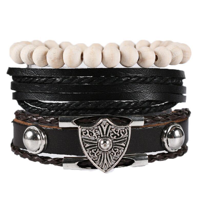 Braided Bracelet Leather Bracelet Multi-layer Four-piece African Map Set Retro Jewelry Men's