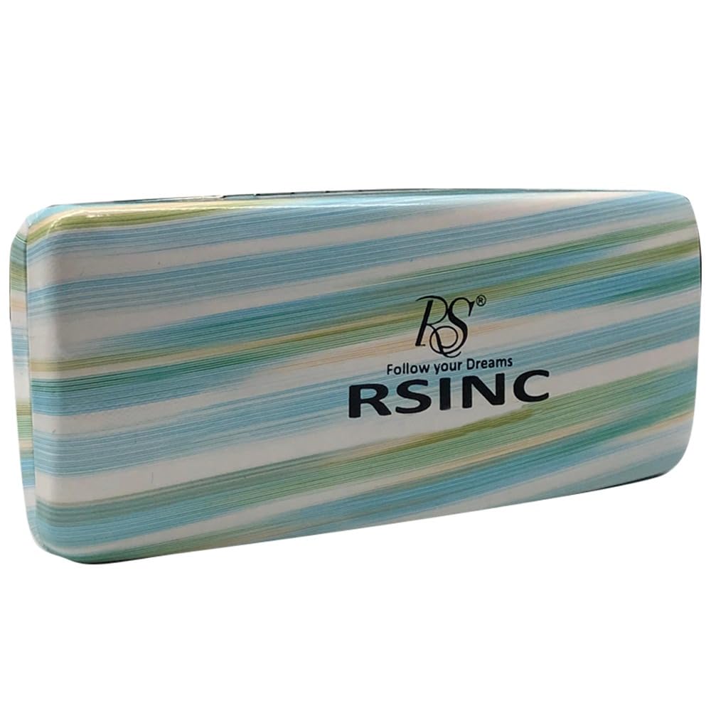 

RSINC Stripes Design Stylish Protective Case for Glasses | Unisex | Protect Eye Glasses | Chashma Dibbi | Spectacle Box | AB | Green Green