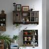 Massivholz Wandregal Montiertes Aufbewahrungsschrank mit Regal Mehrzweck Bücherregal Organizer Küchen Tassenhalter Ständer