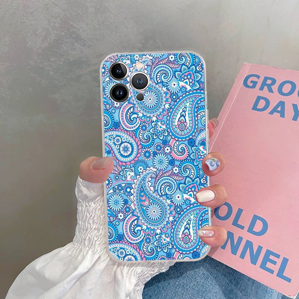 Mandala Painting For iPhone 11 12 13 14 15 16 17 Pro Max Plus 13 Mini Silicone Soft Transparent Back