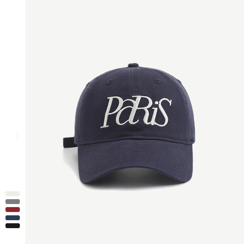 New retro baseball cap women's summer big head circumference wide brim showing face small simple letter embroidered cap