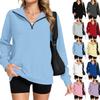 Women's Casual Zip-Up V-Neck Loose Fit Long Sleeve Sweatshirt