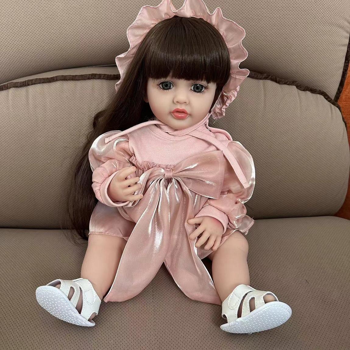 

55 см имитация перерождения куклы полностью клеевая кукла перерождения кукла детский подарок 55cm розовый