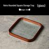 Yangge Chinese Style Walnut Wooden Tray with Begonia Embossed Glass