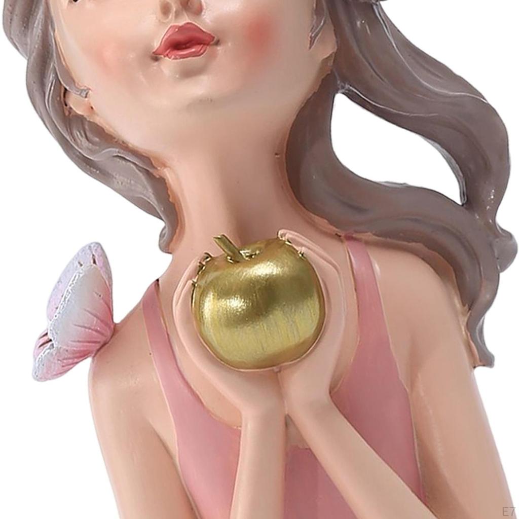 Chic Girl Sttue Decortive Sculpture Rt Cretive Crfts Resin for Tbletop Home Ccents Living