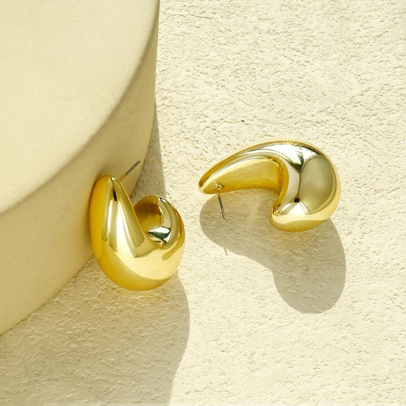 New Trend C-shaped Wide Dangle Earrings for Women Exaggerated Personality Gold Color Metal Earrings Geometry Unusual Earrings