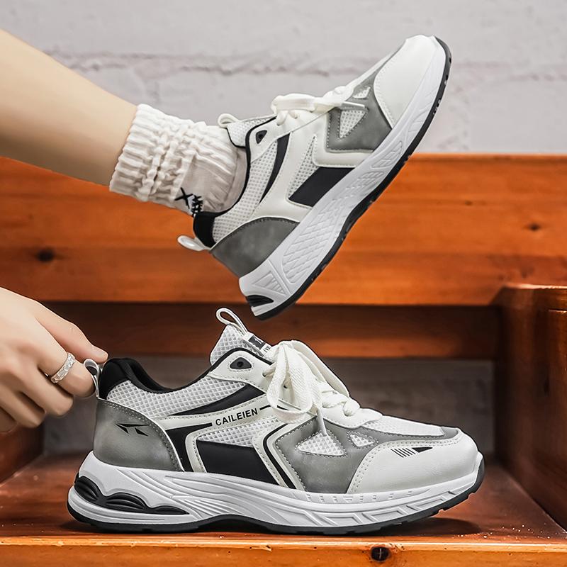 Men's Mesh Sports Shoes Summer Trendy Breathable Casual Running Thick Soled Outdoor Dad Shoes