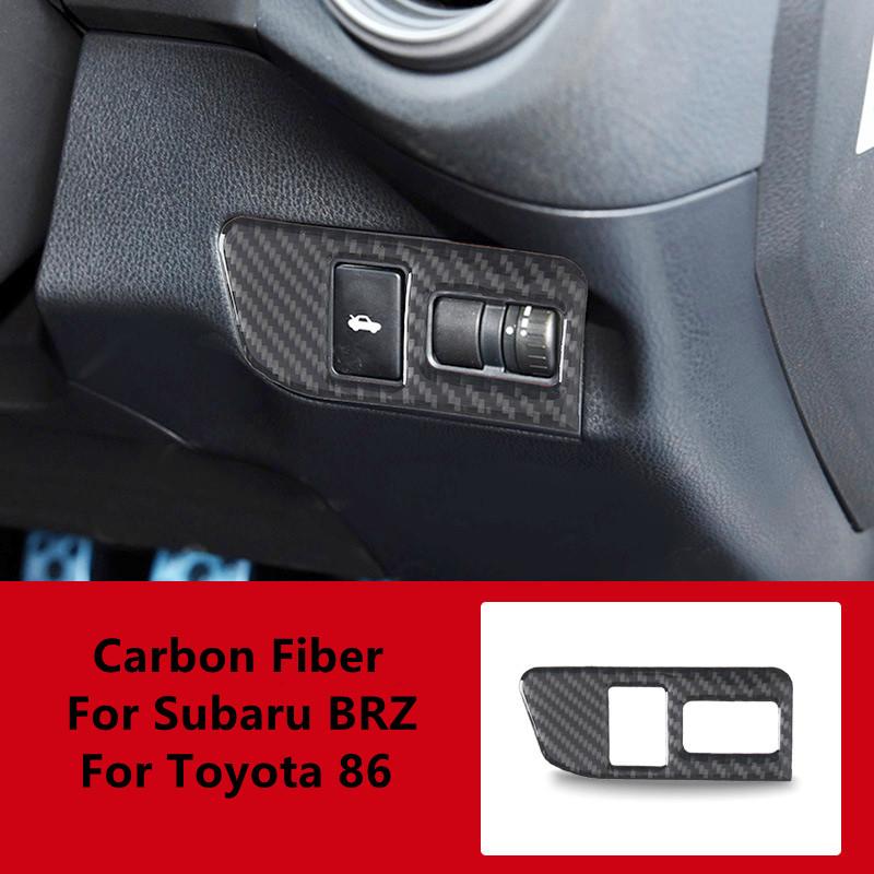 

Углеродное волокно, панель переключателя багажника автомобиля, декоративная крышка, накладка, полоски, наклейки для Subaru BRZ 86, салон автомобиля чёрный