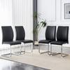 Elegant Design In European Style: 4 Comfortable Chairs In Black PU Material with Silver Metal Legs.