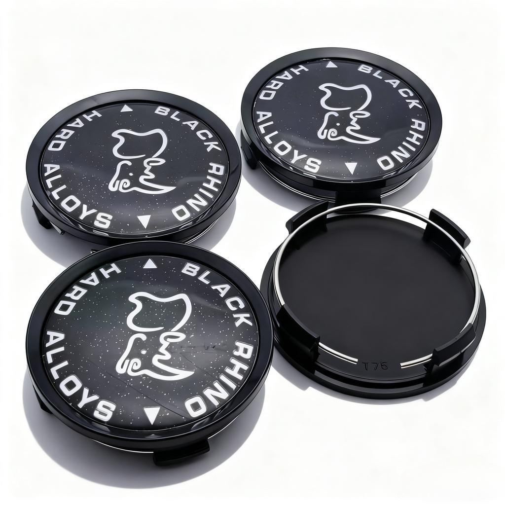 4pcs Black Rhino Logo Emblem Badge Car Wheel Center Caps 74MM Clips 69MM Wheels Hub Dust Cap Rim Hubcaps Cover Car Accessories