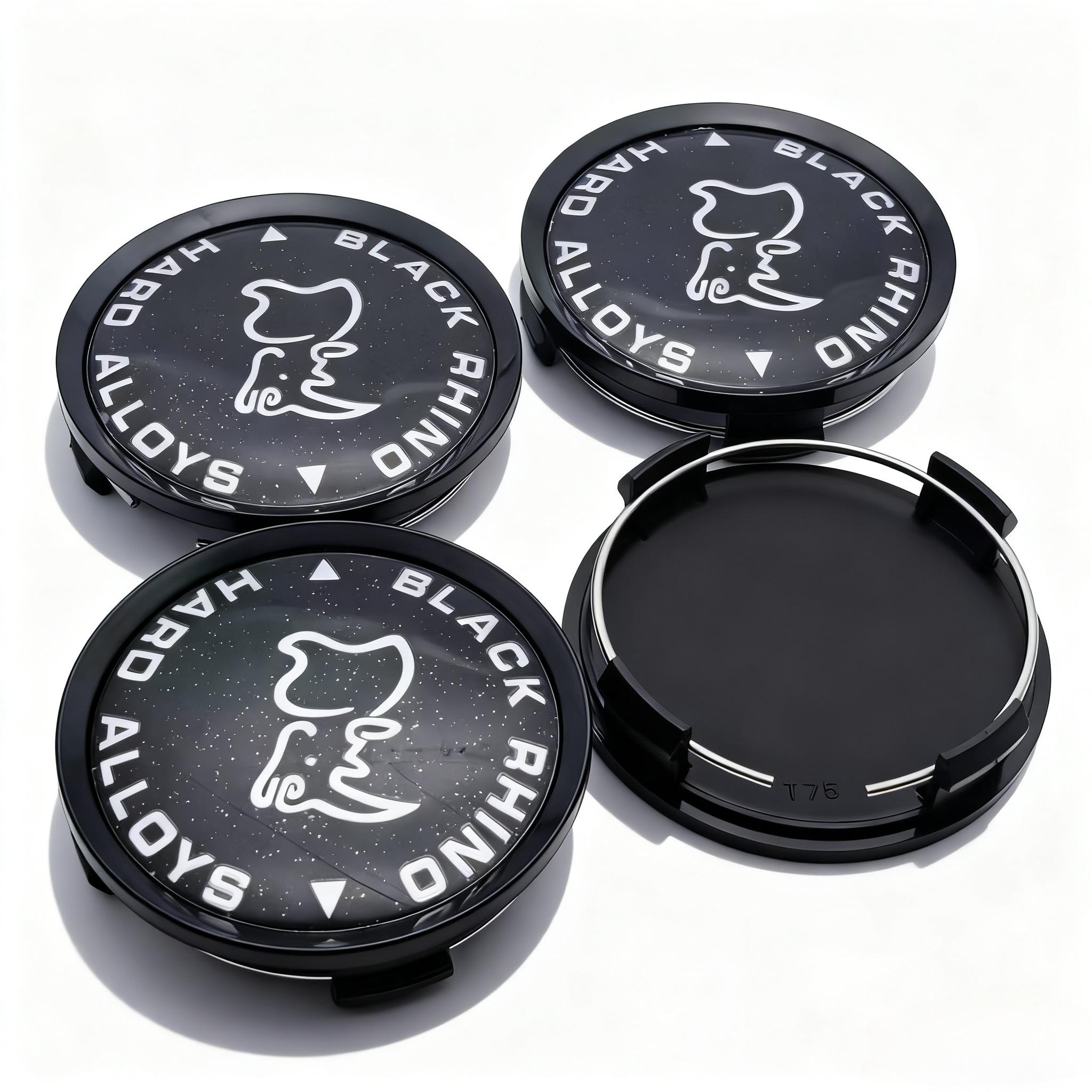 

4pcs Black Rhino Logo Emblem Badge Car Wheel Center Caps 74MM Clips 69MM Wheels Hub Dust Cap Rim Hubcaps Cover Car Accessories Black Rhino Badge&4pcs T75 Wheel Cap