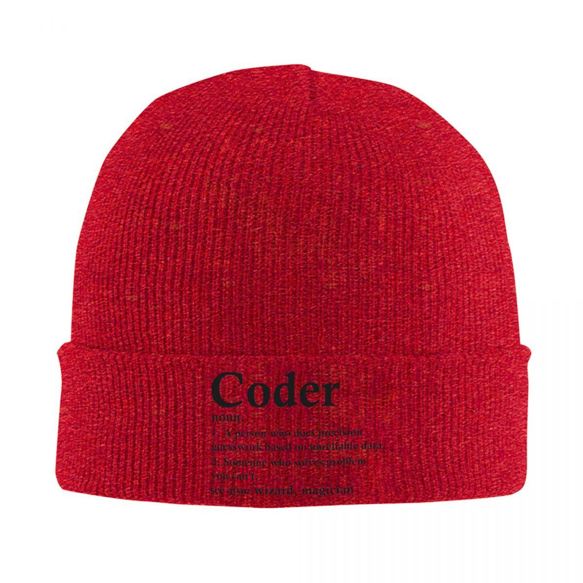

Coder Definition Computer Programmer Occupation Warm Knitted Cap Winter Knit Bonnet Hat Skullies Beanies Hip Hop Caps for Unisex One Size