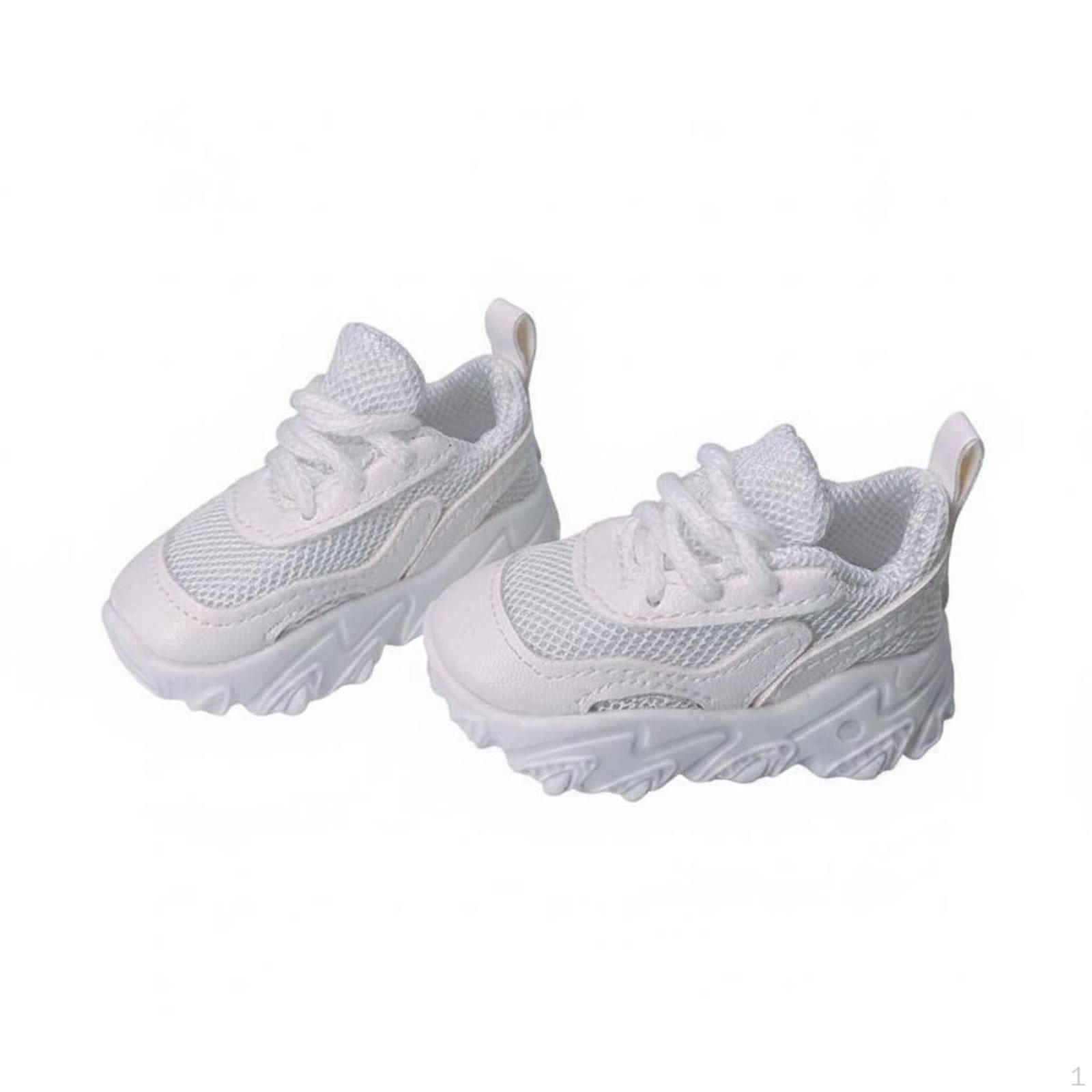 BJD Doll Shoes Realistic Detail Sneakers Fine Finishing Tiny Textile White