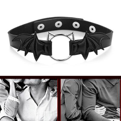 PU Leather Choker Collar Necklace with Bat Wing Cat Cosplay Kitty Choker Collar Necklace for Women Punk Cat Choker