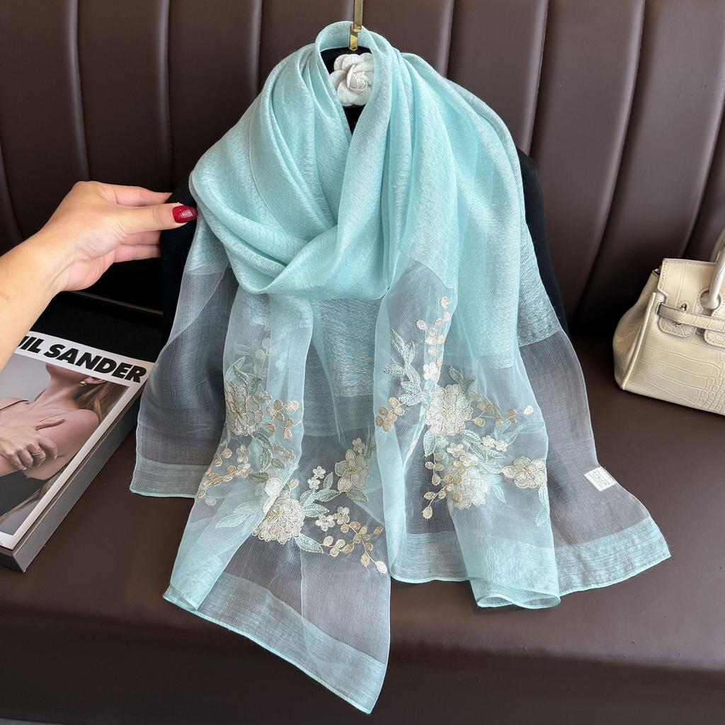 2025 Silk Women Scarf Warm Wool Shawls Lady Wraps Elegant Bufanda Floral Pashmina Embroidery Scarves Foulard  Hijab
