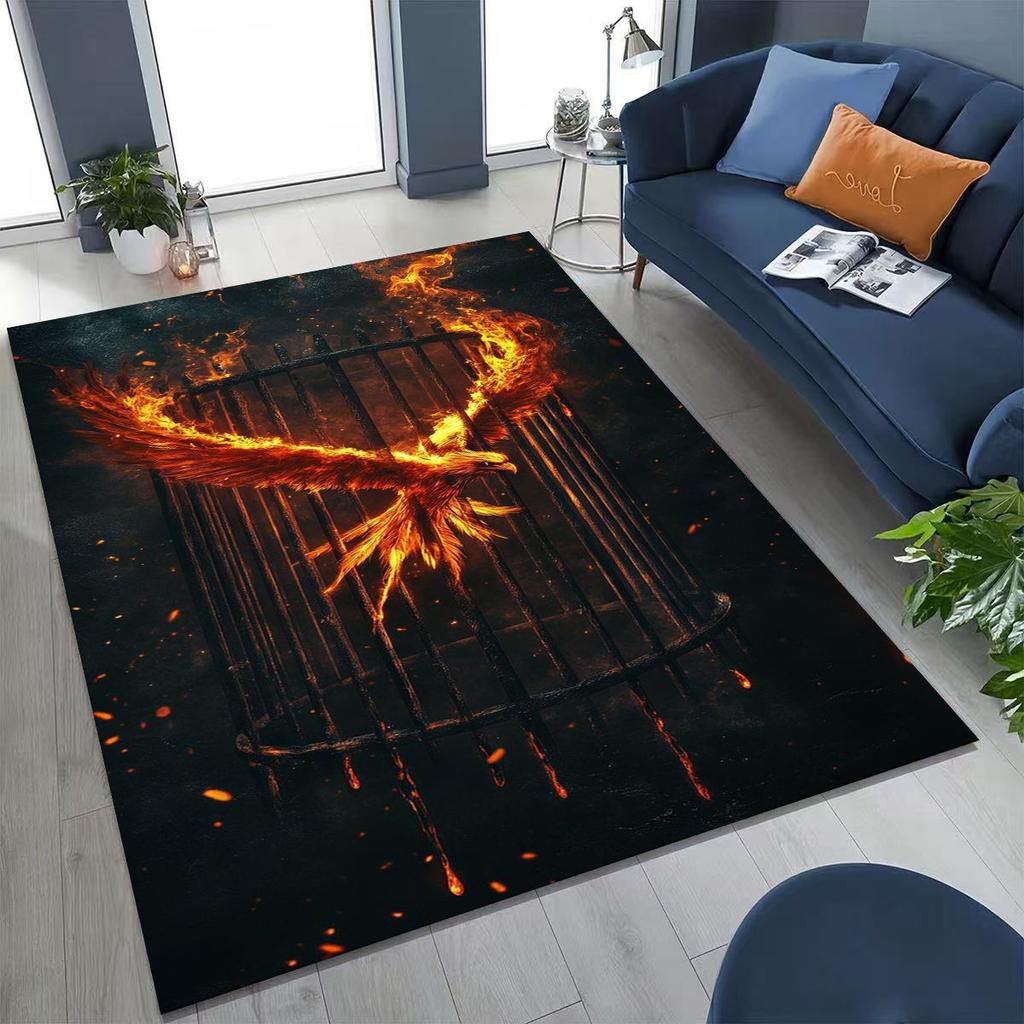 Colorful Rebirth Fire Phoenix Divine Bird Rug for Bedroom Living Room Sofa Home Doormat Decor, Large Kid Play Non-slip Floor Mat