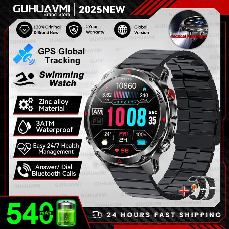 New  Professional GPS Sports Smart Watch Men 1.46" AMOLED Screen 3ATM Compass Fitness Tracker Military Smartwatch