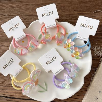 2PCS Élastiques à Cheveux Tournesol Cartoon pour Filles Transparents Mignons Accessoires pour Cheveux Enfants Chouchous pour Cheveux Bébé Bandeau