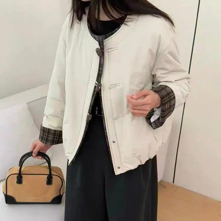 Plaid Stitching Lightweight Padded Jacket Women's Autumn and Winter Fashion Small Padded Jacket Thickened Warm Top