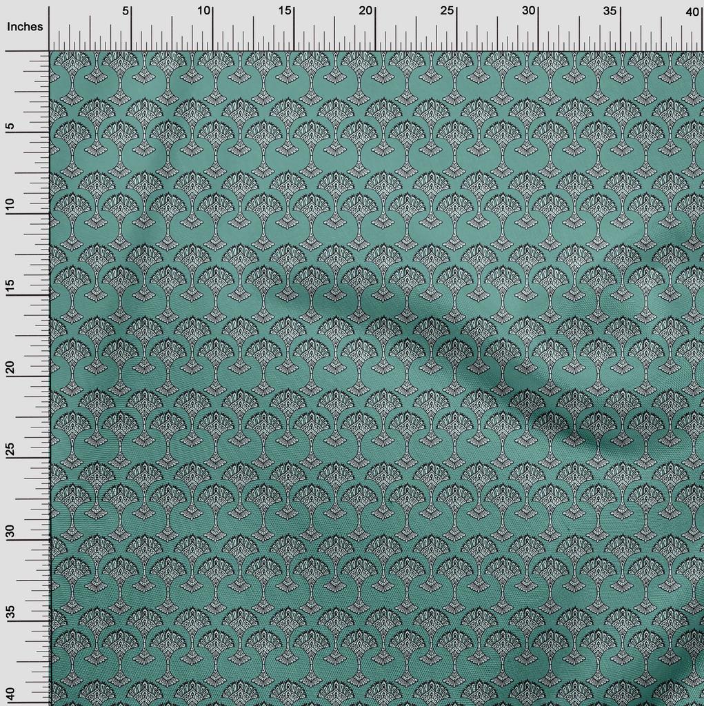 oneOone Cotton Flex Fabric Floral Block Printed Fabric 1 Yard 40 Inch Wide