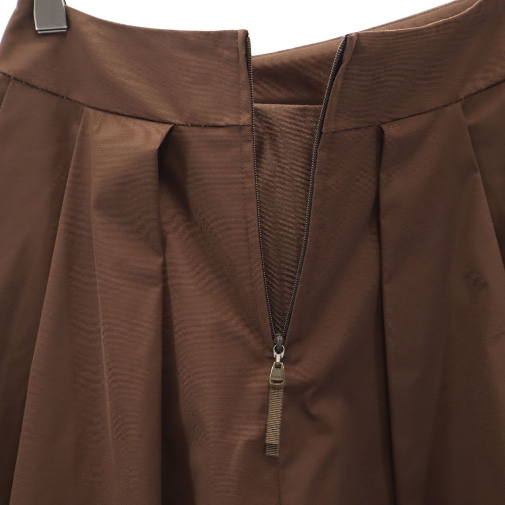 FOXEY NEW YORK made in Japan Mini length Pleated skirt 38 Brown Back zip Women Used