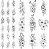 9pcs Temporary Tattoo Waterproof Long-lasting Body Stickers Floral Design Artistic Flowers Floral Illustration For Back Thighs