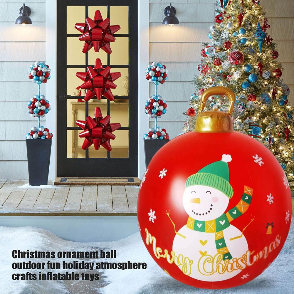 60cm Christmas Tree Hanging Ornament PVC Glow Outdoor Toy Ball Home Garden Christmas Inflatable Ball New Year Party Decoration