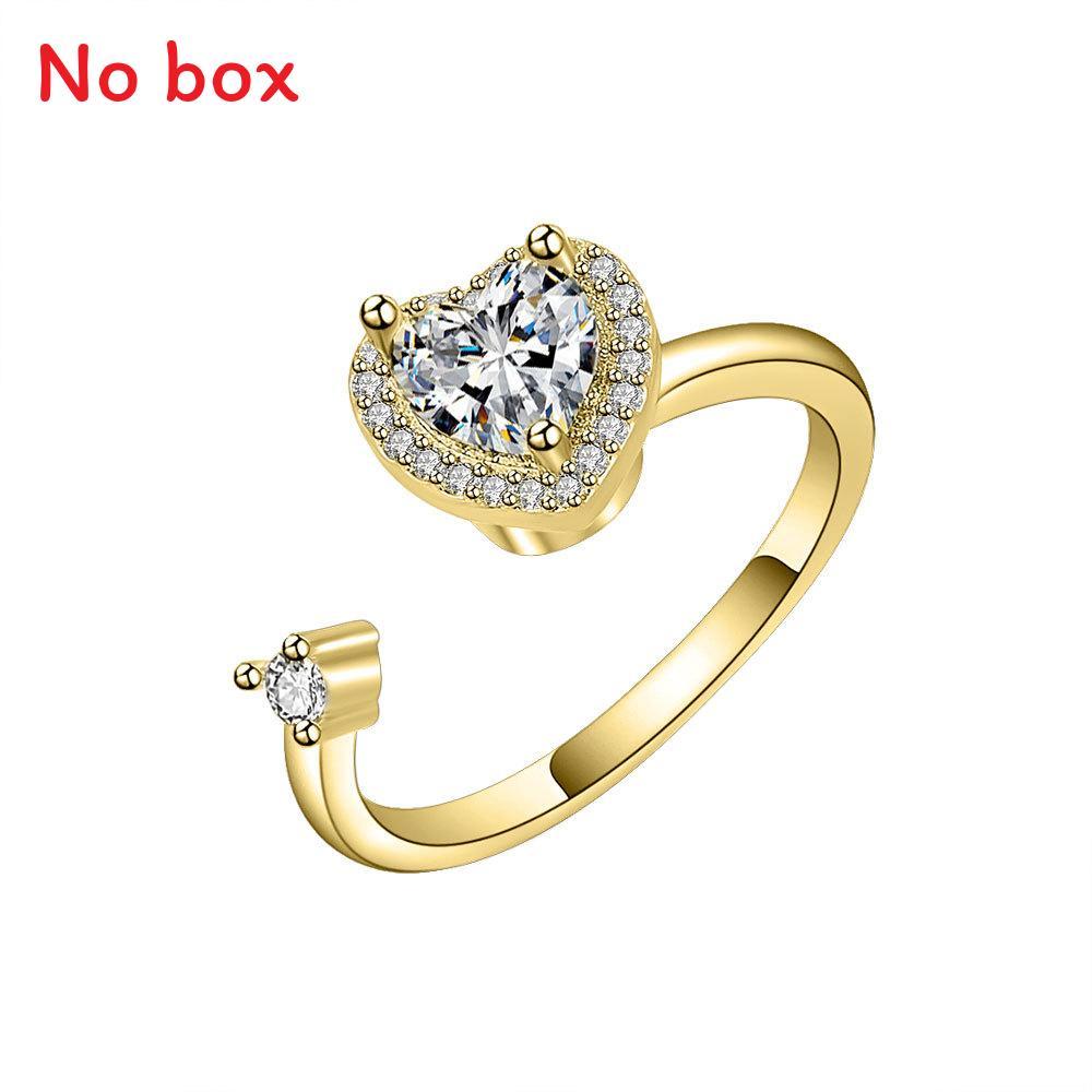 Adjustable Heart Shape Ring With Cubic Zirconia For Women Fashion Jewelry