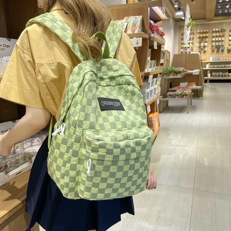 Pattern Simple Checkered Letter Decoration Student Leisure Backpack For School