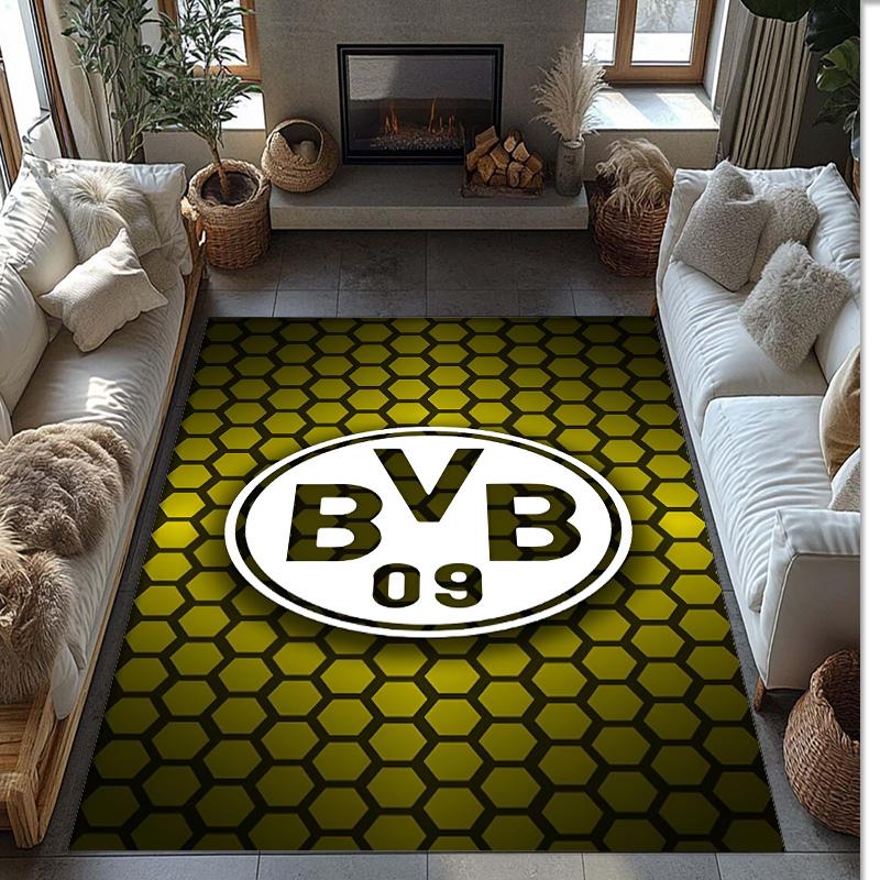 Borussia Dortmund Theme rug Soft Crystal Velvet Area Rug Non-Slip Floor Carpet for Living Room Bedroom Nursery