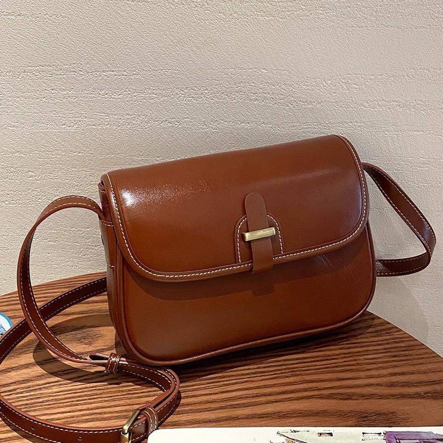 Real Leather Women's Bag Crossbody Bag New Cowhide Small Square Bag Premium Texture Large Capacity Commuting Shoulder Bag