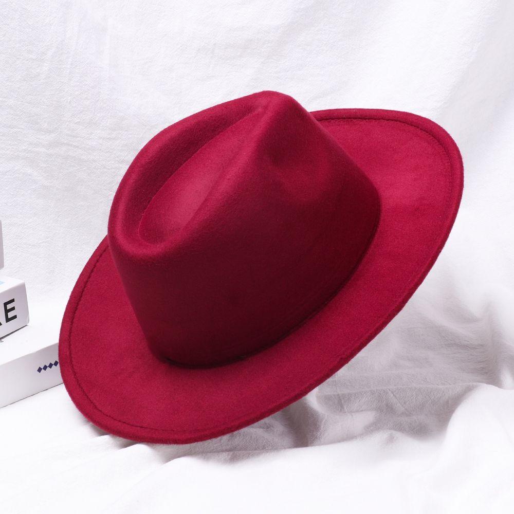 New Fashion Women Men Woolen Wide Brim Dress Dance Party Panama Cowboy Hat Jazz Cap Fedora Hat