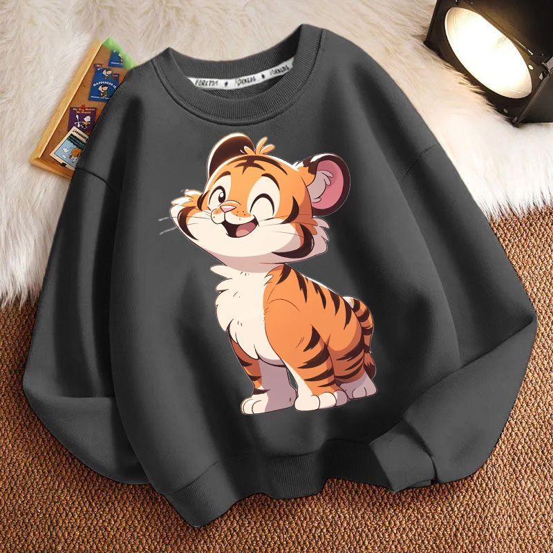 Cute Little Tiger Hoodie for Children, Casual Jacket for Boys and Girls Spring and Autumn