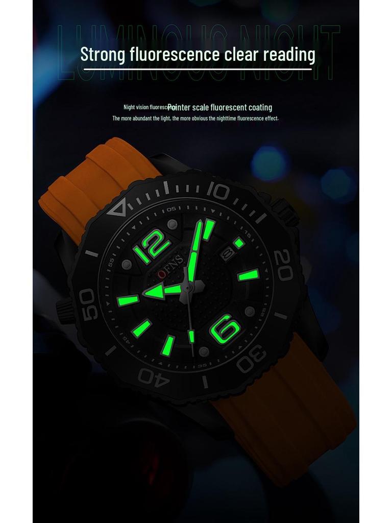 Oufanni Men's Rotating Bezel Quartz Watch - Waterproof, Douyin Style, High-Value with Single Calendar