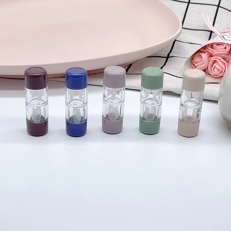 Portable Colored Contact Lens Cases for Travel L+R Lens Holder Transparent Eyes Contacts Travel Kit Holder Lens Container