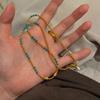 Classic Round Bead Chain Necklace Ethnic Style High-end Feeling Blue Turquoise Collarbone Chain Layered Style Party