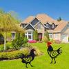 Wrought Iron Rooster Ornament Hollow Out Chickens Family Figure Chicken Yard Art Garden Metal Statue Farmhouse Decor