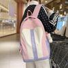 Schoolbag Korean version of dopamine contrasting color backpack female versatile college student schoolbag high value cute pain bag junior high school