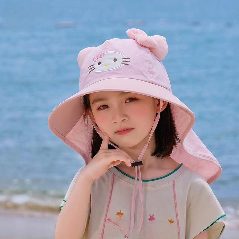 Kids Cartoon Sun Hat With Wide Brim For Summer Outdoor Protection