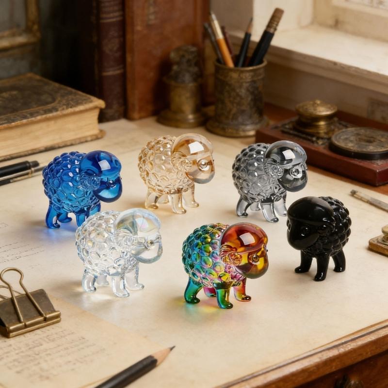 Playful Colorful Sheep Small Sculptures Glass Texture Delicate Decorative Ornament Suitable for Indoor and Outdoor Use