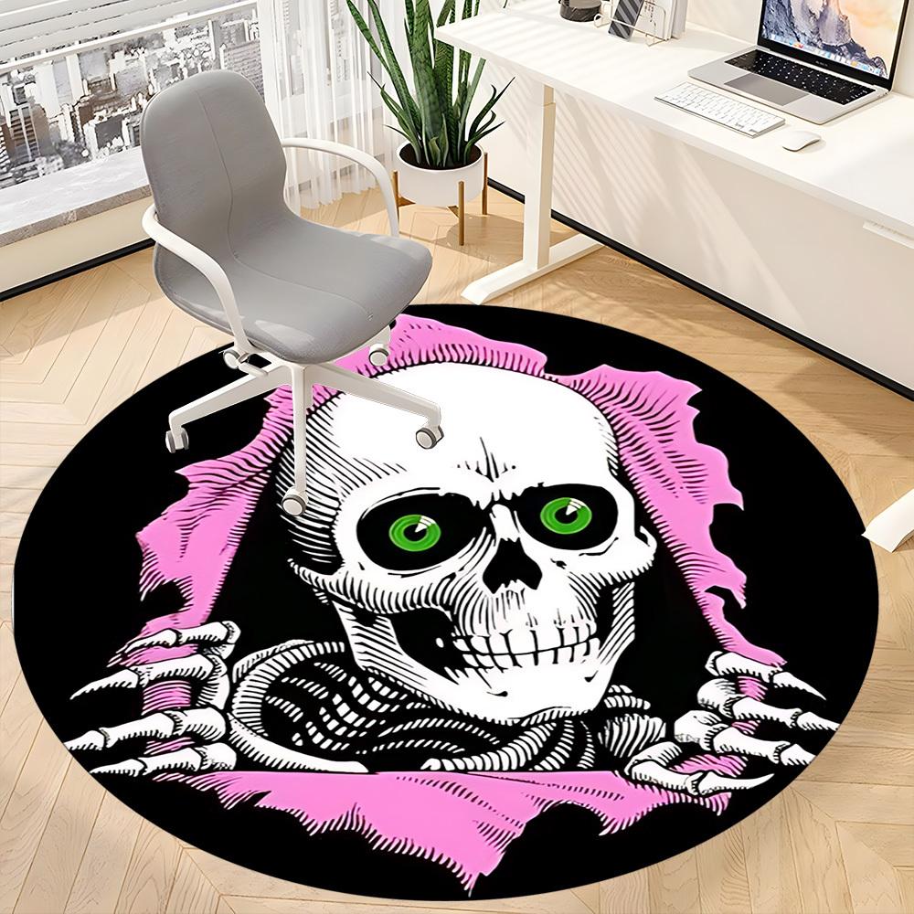 1pc Skull, Ripper Carpet, Round Non Slip Durable Large Size Office Carpet, Suitable for Office