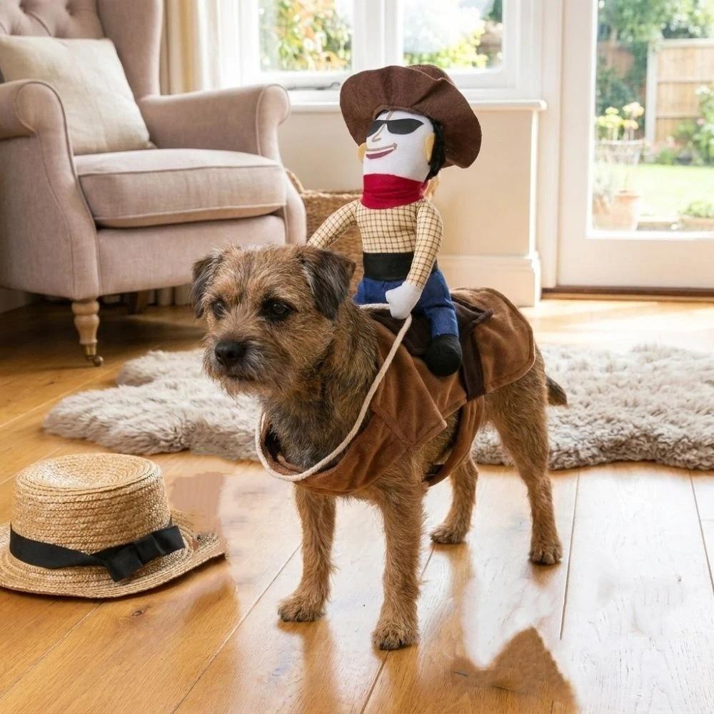 Novelty Dog Riding Denim Clothing Adjustable Cat Party Dressed Up Dog Cosplay Costumes Photo Prop