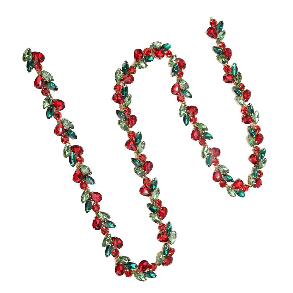 1yd Rhinestone Flower Chain Shiny Colorful Exquisite Workmanship Color Horse Eye Drop Rhinestone Chain for Decor