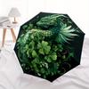 1pc Green Leaf Dragon Automatic Folding Umbrella - 3 Folding Design, Vivid Cartoon Pattern, Suitable for Outdoor Activities, A Gift for Fans In A
