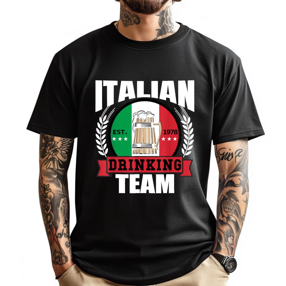 Italian Drinking Team Funny Italy Flag Beer Party Gift Idea Mens Designer Clothes Sale