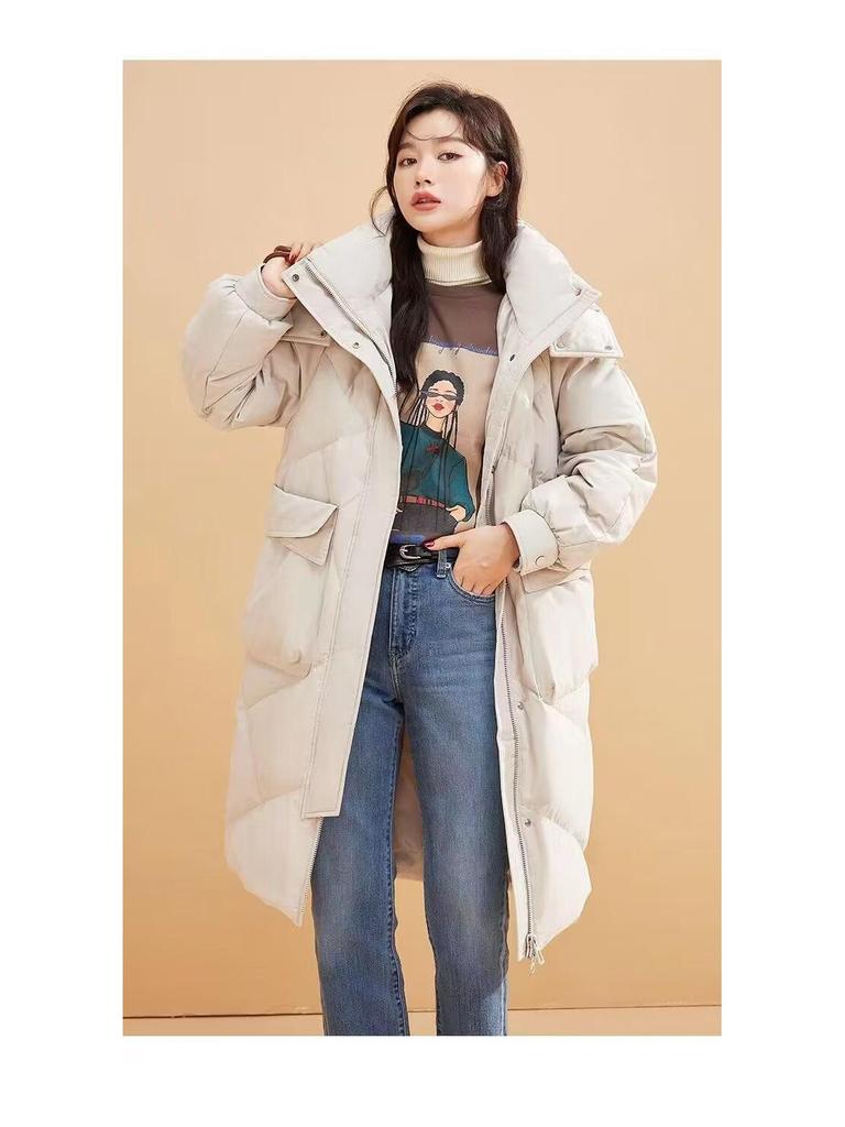 Women's Korean Style Hooded Cotton Jacket - Winter Clearance, Medium & Long, Loose Fit, Large Size, Thickened Coat