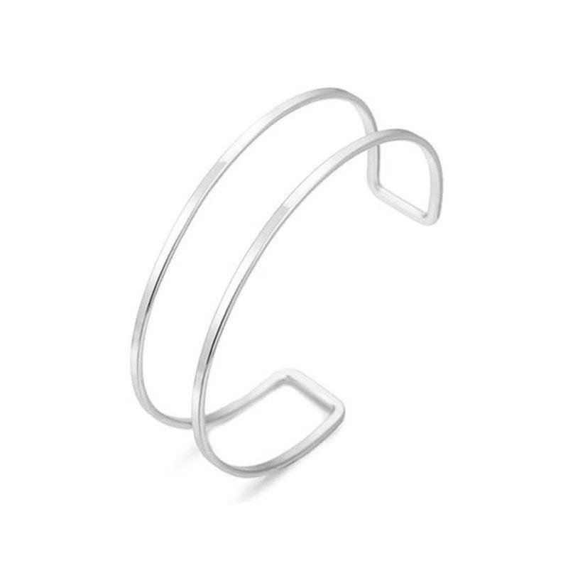 Brățară Metalică Trendy Geometrică cu Strat Dublu și Reglabilă pentru Braț