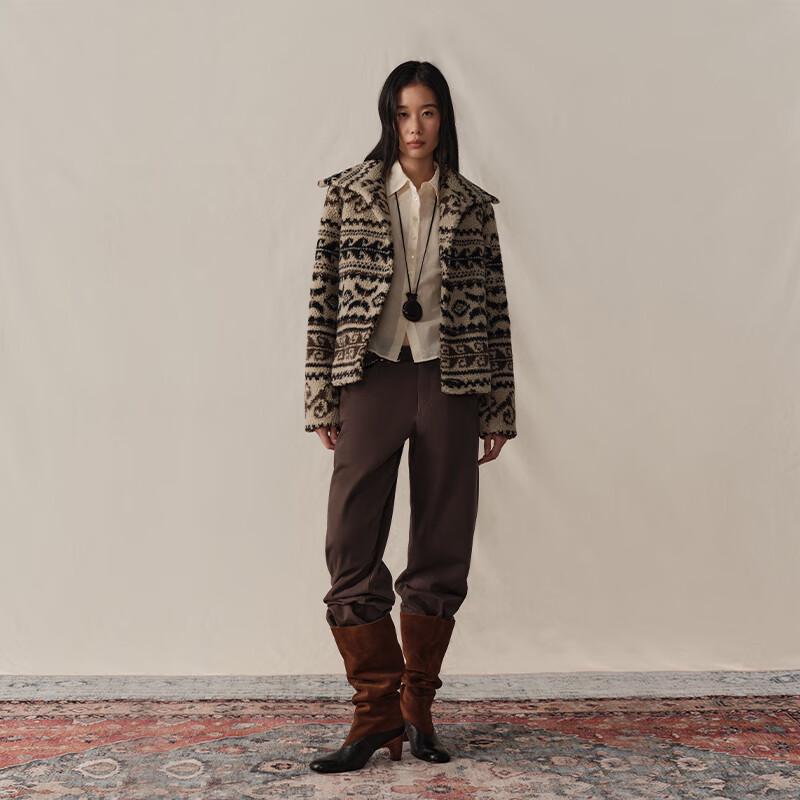 GREEN BELT Retro Fair Isle Short Coat with Toggle Buttons