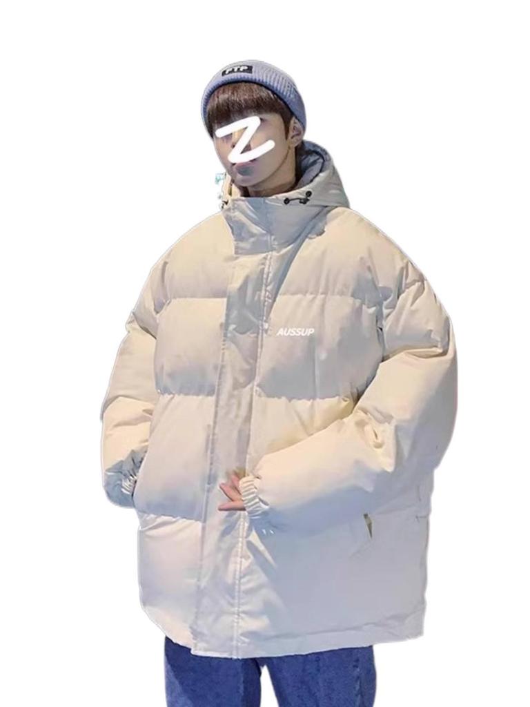 Men's Plus Size Hooded Down Puffer Jacket - Thick, Warm, and Versatile Winter Coat for Couples and Students