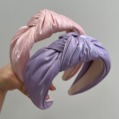 Frühling Bunt Satin Großer Knoten Haarband Stirnband Erwachsene Haarschmuck Haarschmuck